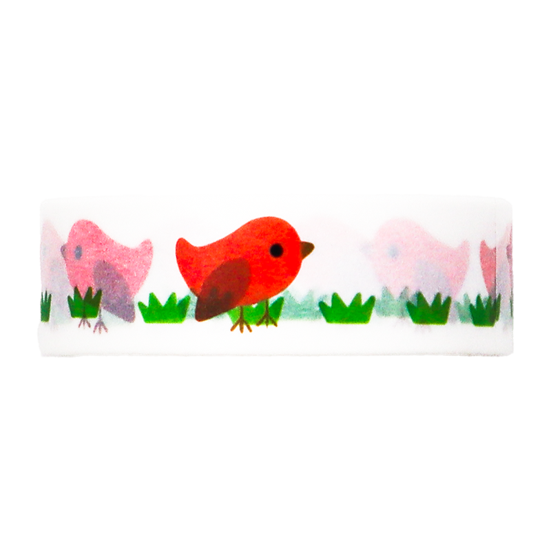 Bring a cheerful, springtime feeling to your projects with this charming Red Bird and Grass Washi Tape