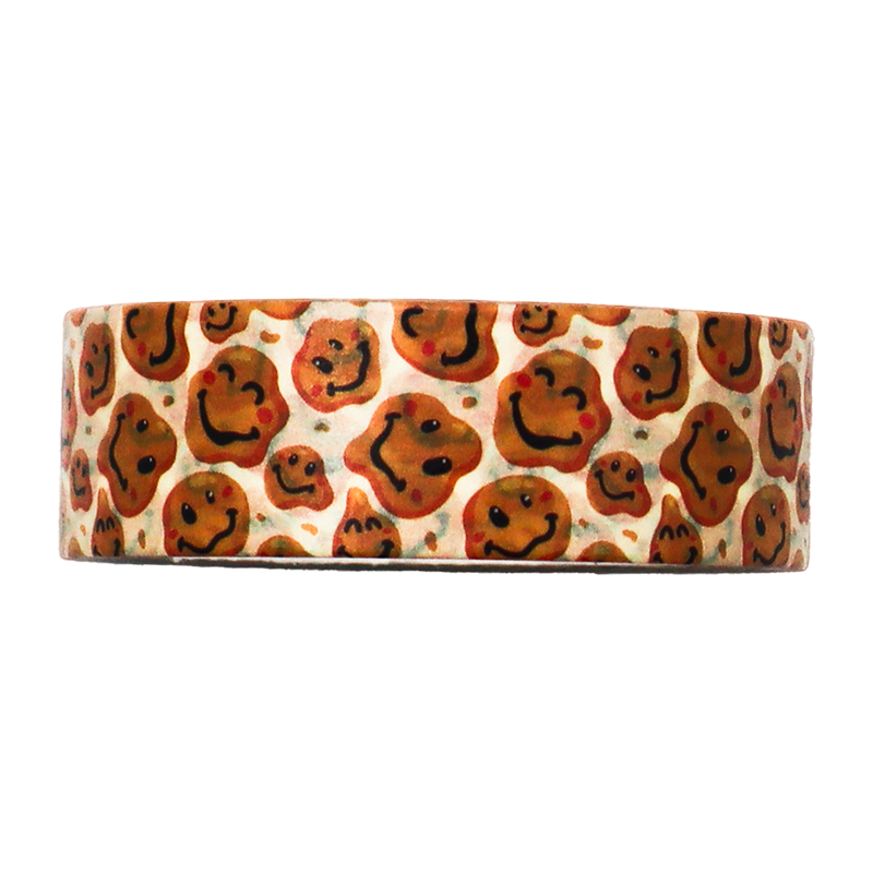 Sweeten up your crafting projects with this adorable Smiley Face Cookies Washi Tape.