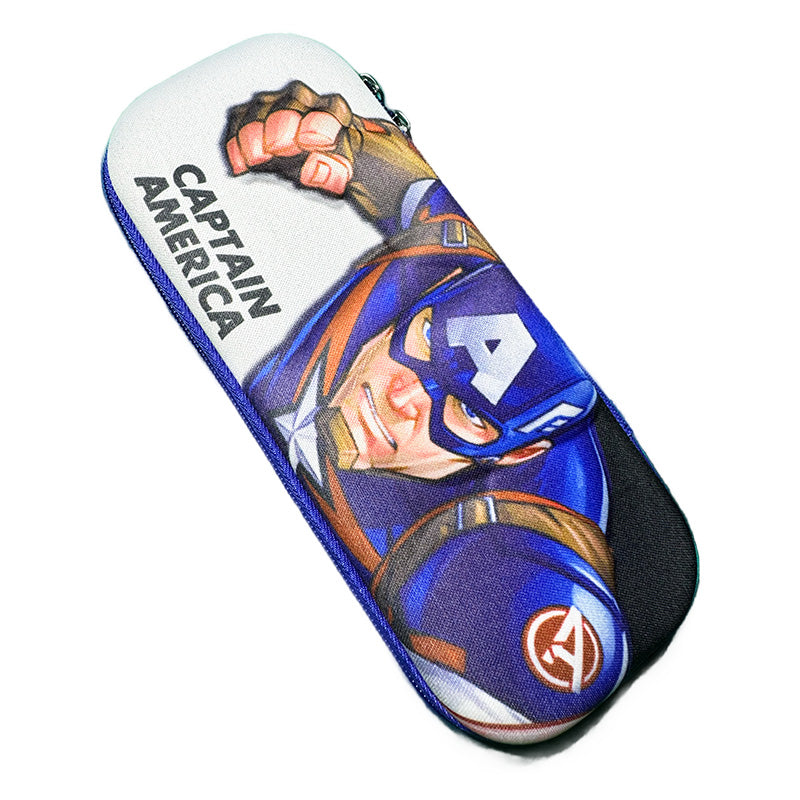 Superhero-Themed Hard Shell Pencil Case – Blue Zip Pouch for Kids