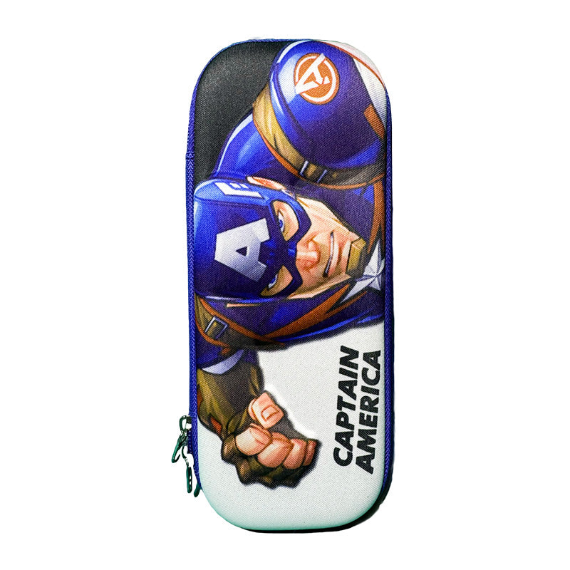 Superhero-Themed Hard Shell Pencil Case – Blue Zip Pouch for Kids