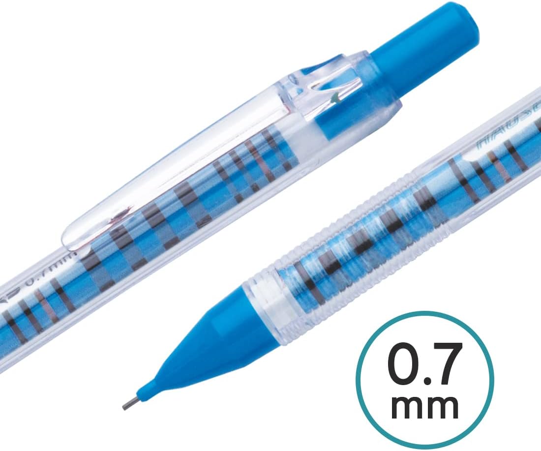 Blue mechanical pencil with a blue colour body and 0.7 mm