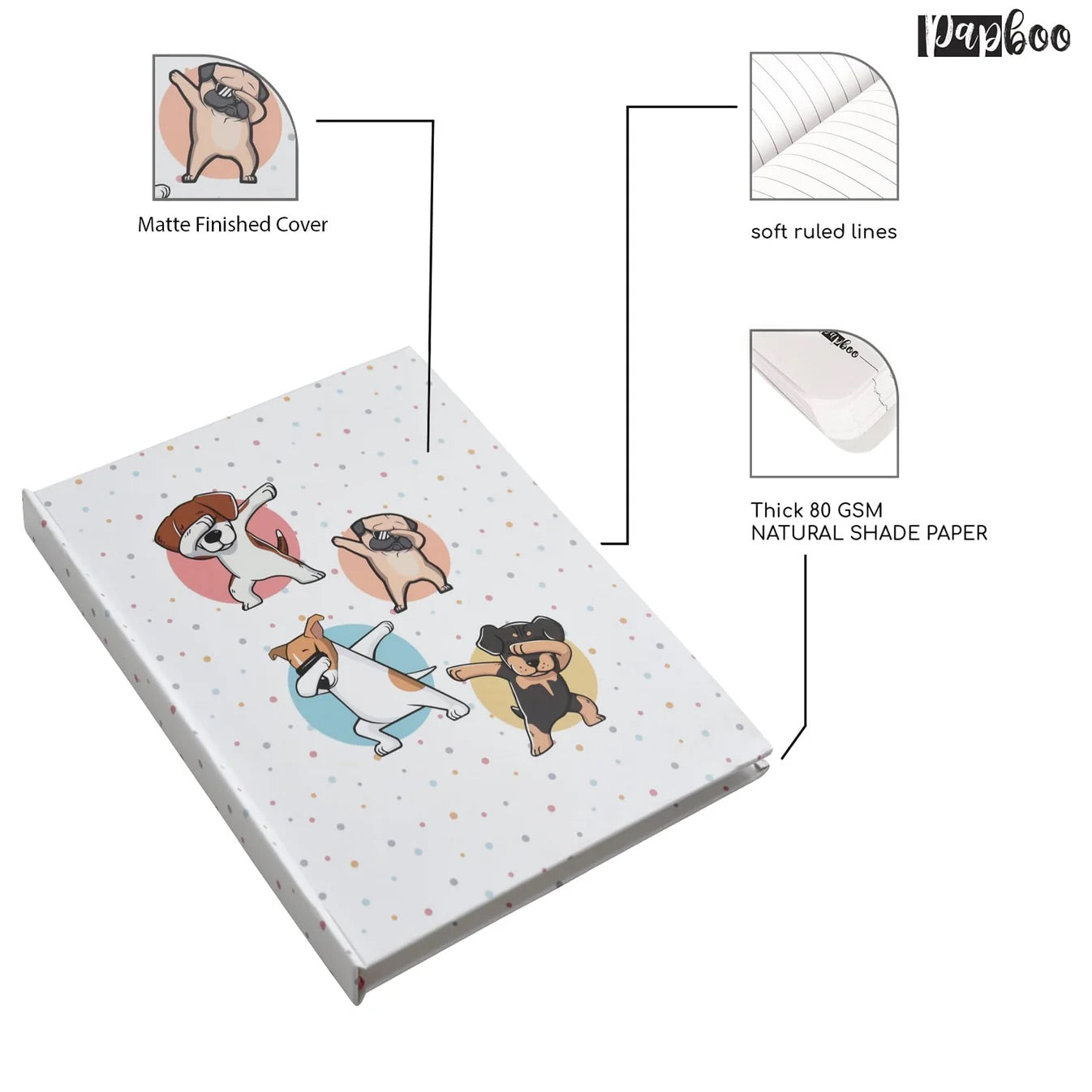 Dog Dab Ruled Hardcover Notebook