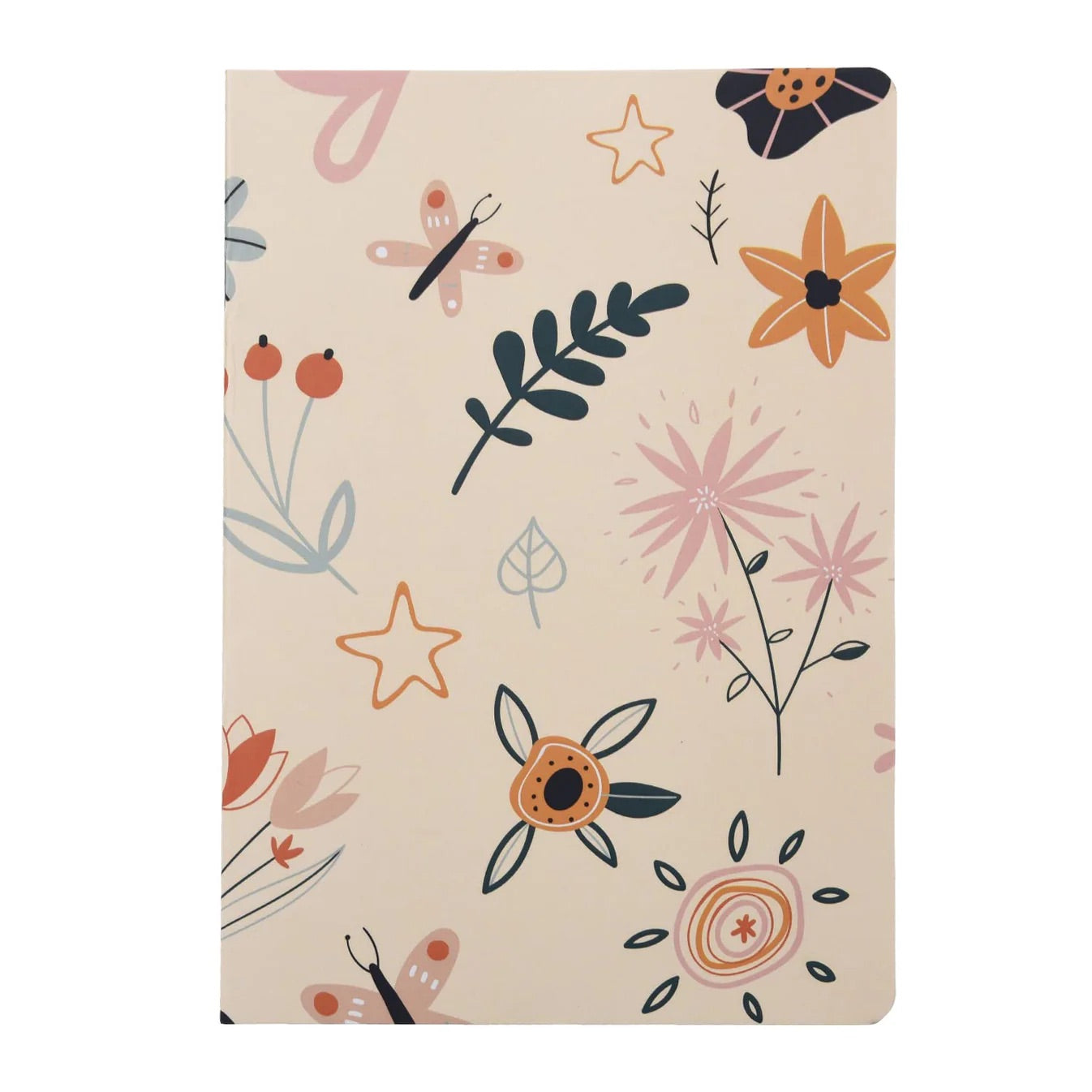 Cute A5 Unruled Notebooks - Set of 4 Floral Design Journals for Writing & Doodling - Journals