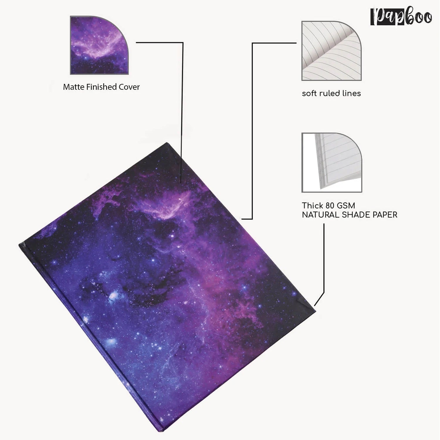 Purple Galaxy Ruled Hardcover Notebook - Notebook