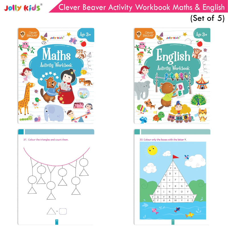 Math & English Activity Workbook for Age 3 in Bundle of 5 books