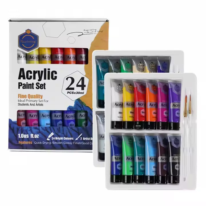 Keep Smiling – 24-Colours Acrylic Paint Set for Students & Artists (30mL Each)