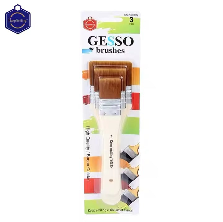 Keep Smiling 3pcs Wood Gesso Brush Set