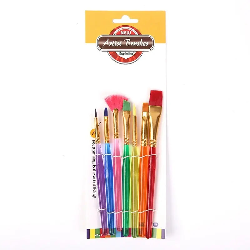 Keep Smiling 7pcs Nylon Flat Paint Brush Set