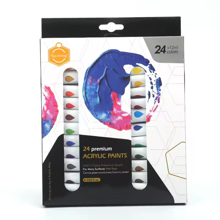 Keep Smiling - 24-Colours Acrylic Paint Set for Students & Artists (12mL Each)