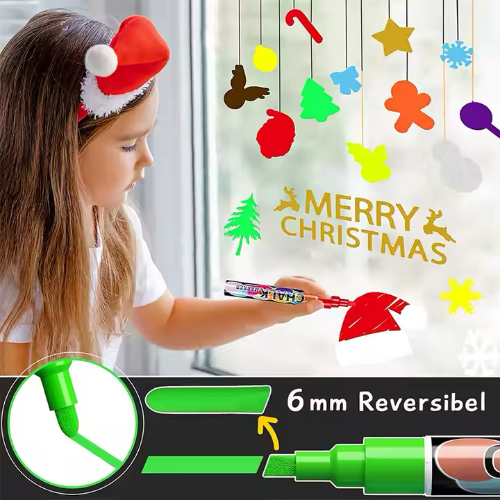 DoodleVerse Liquid Chalk Markers - 12 Vibrant Colours, 6mm Reversible Tip