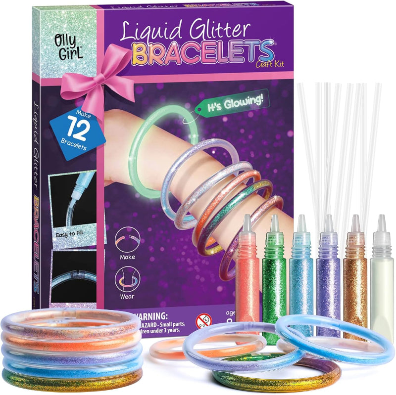 Liquid Glitter Bracelet Kit is the ultimate DIY jewellery station for kids who love to create
