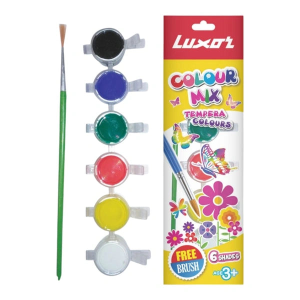 A set of 6 bright, ready-to-use tempera colours.