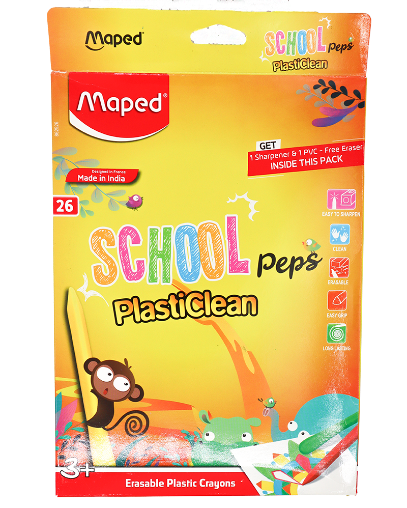 Maped School Peps PlastiClean Erasable Plastic Crayons - 26 Shades