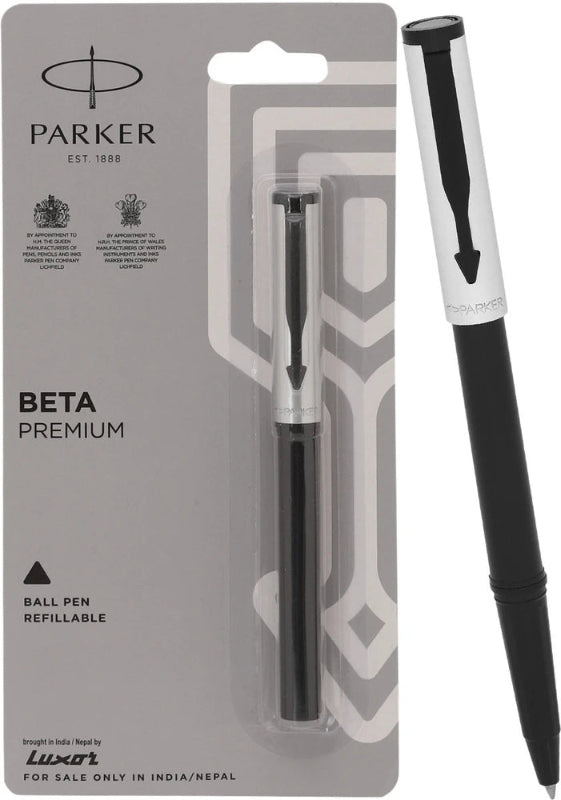 PARKER Beta Premium ballpoint pen in silver, showcasing the sleek, modern body and cap