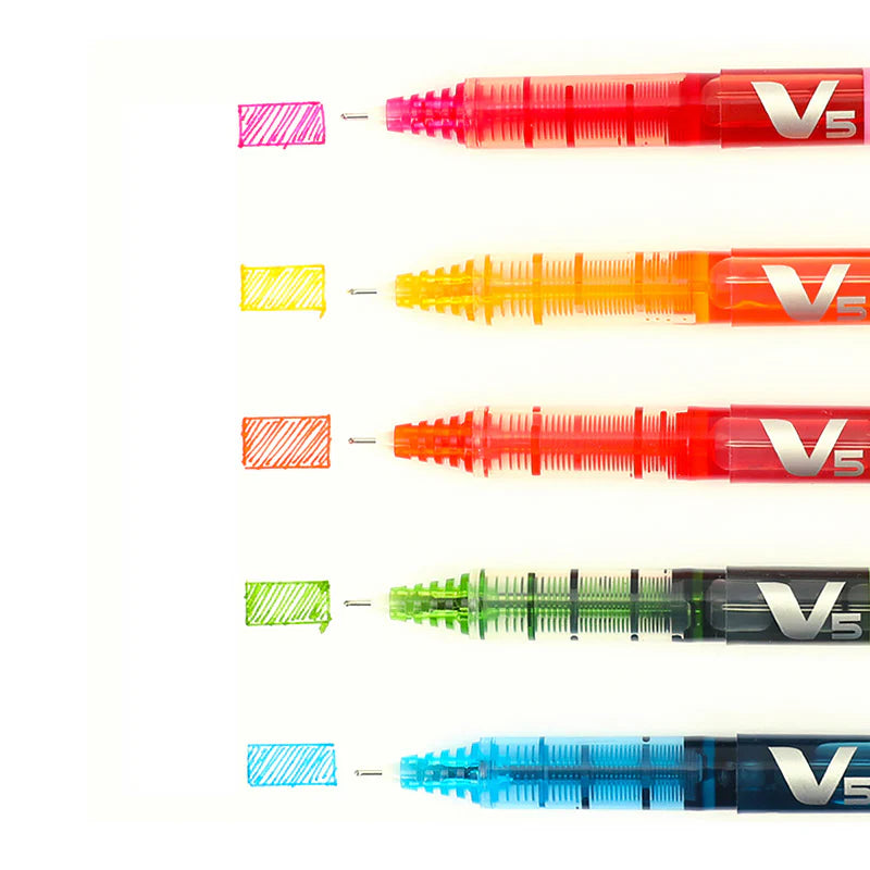 Set of colourful Pilot V5 Hi-tecpoint pen