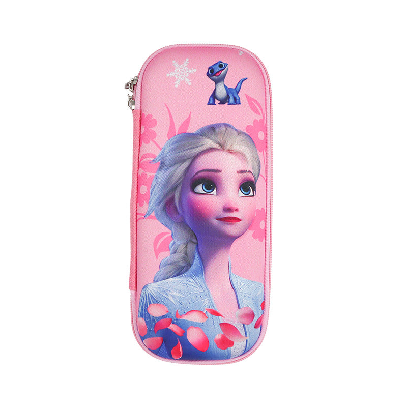 Princess-Inspired Zipper Pencil Case – Pink Hard Shell Stationery Organiser