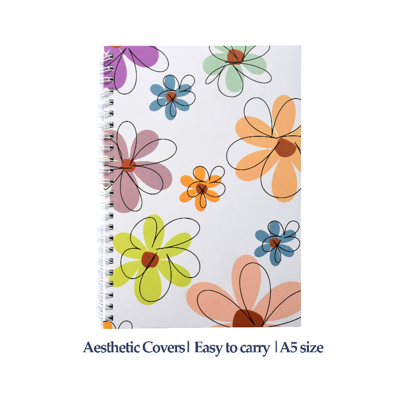 Rewriteable Notebook White Floral