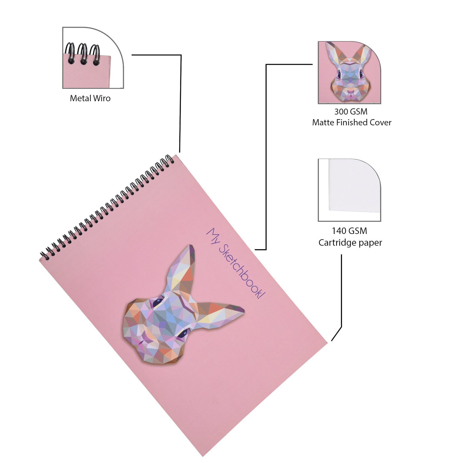 Premium Sketchpad for Art 140GSM Rabbit Design - Sketchpad