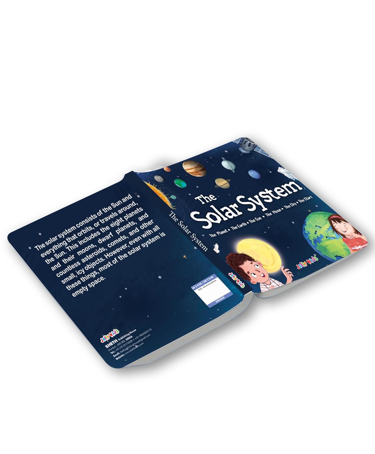 Children's book about the solar system on a white background