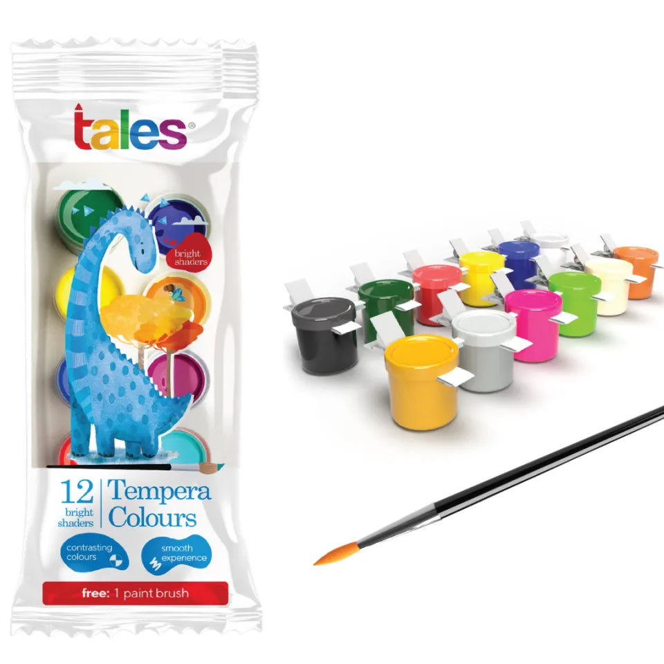 A set of 12 water-based tempera colours.