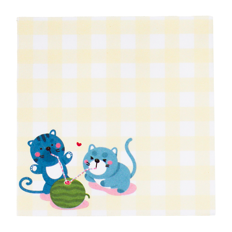 Kawaii Cat & Watermelon Picnic Sticky Note