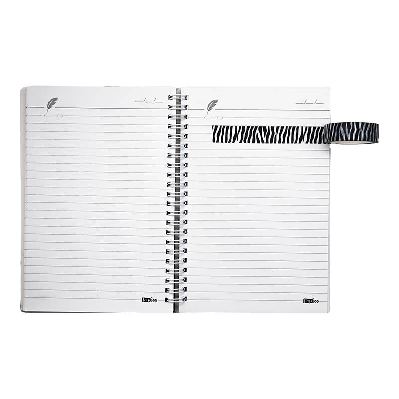 eye-catching washi tape features a bold, repeating pattern of black and white zebra stripes