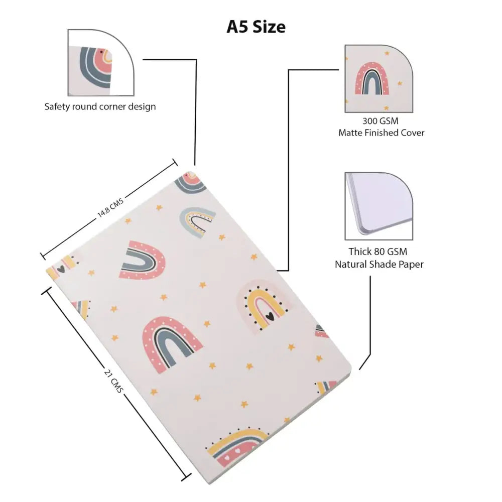 A5 ’Abstract & Fruits’ Notebook Set - 4 Cute Unruled Journals - Journals