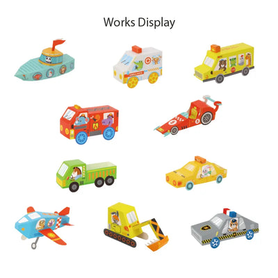 Tookyland 3D Origami Transportation Paper Craft Kit showing display