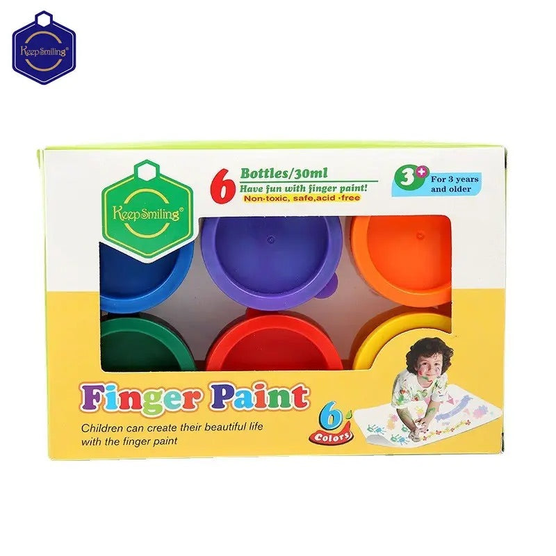 Keep Smiling – 6-Colours Premium Kids Finger Paint Set (30ml Each)