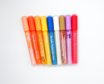 Set of colorful acrylic paint markers 