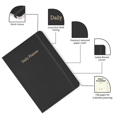Black daily planner for professionals