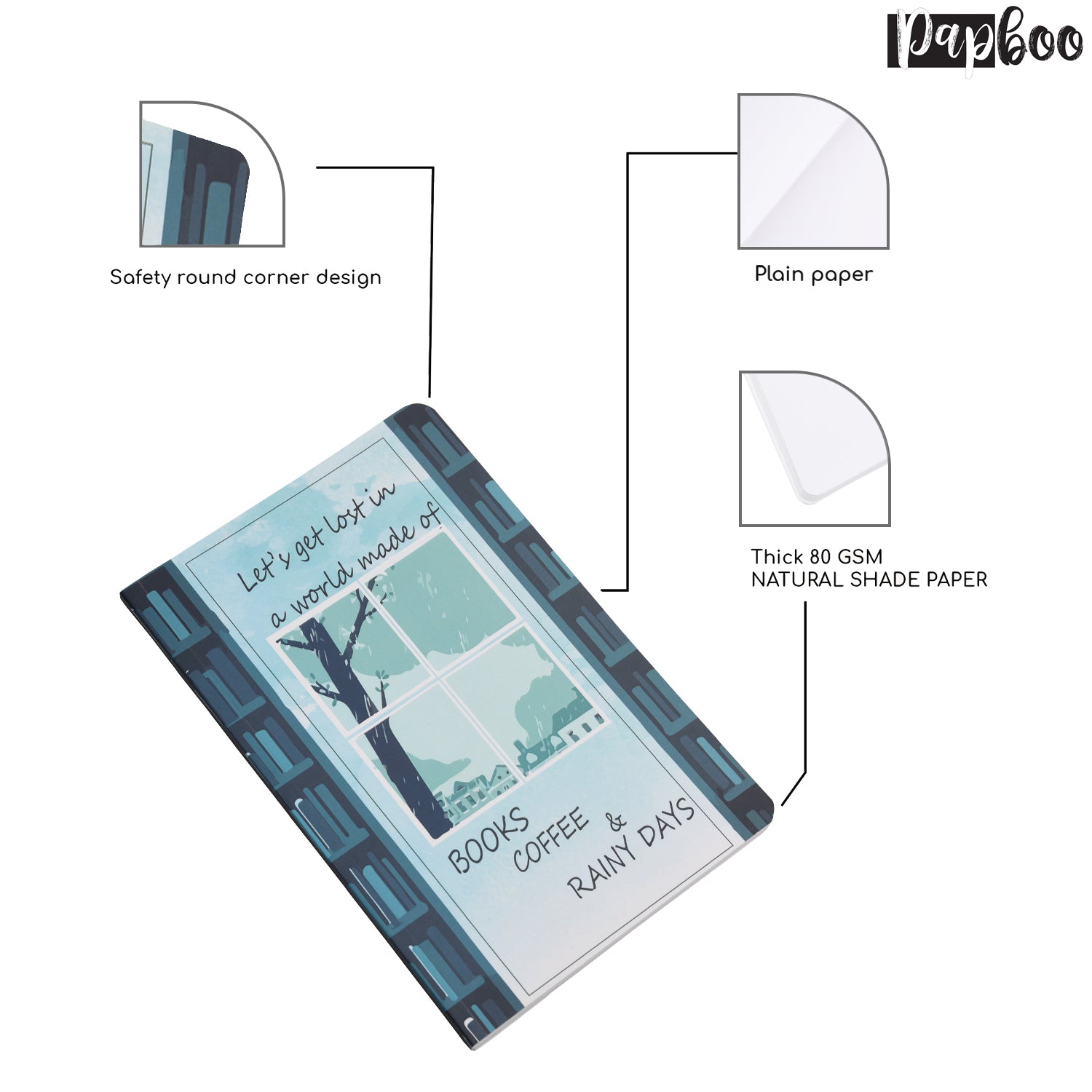 Let's Get Lost In A World Made of Books, Coffee & Rainy Days A5 Notebook