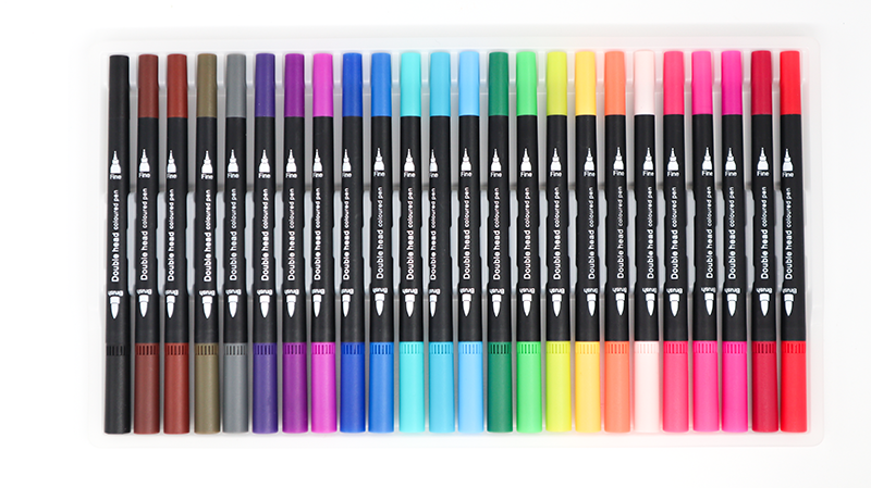 Set of 30 colored markers in various colors on a white background