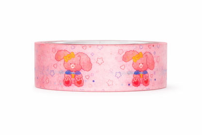 Pink decorative washi tape with cartoon character