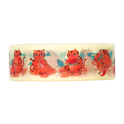 Playful Cat & Fish Design washi tape