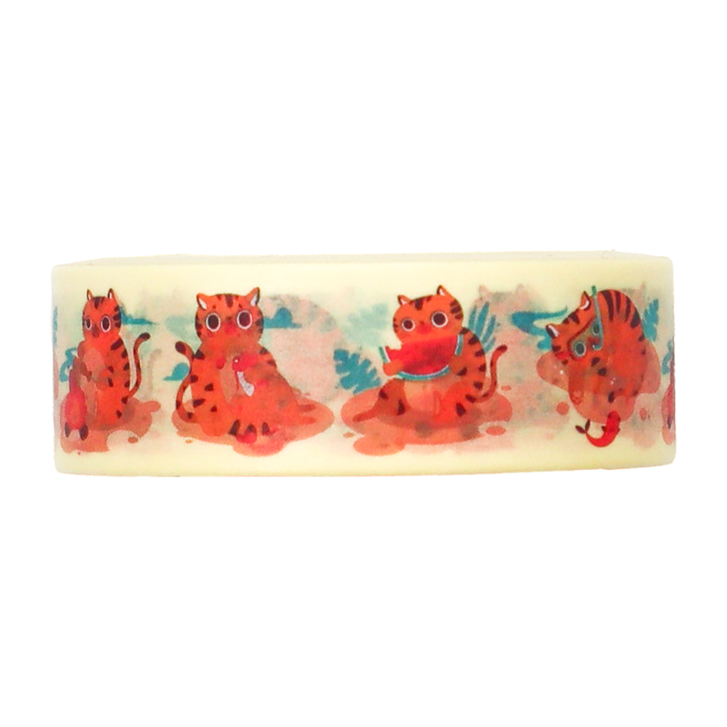 Playful Cat & Fish Design washi tape