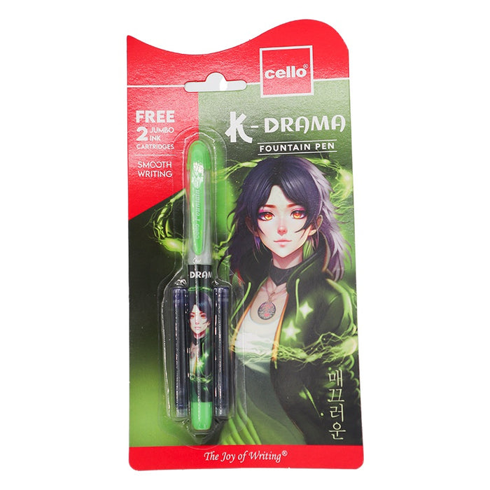 Cello K-Drama Fountain Pen with 2 Cartridges Blue Ink – DoodleVerse