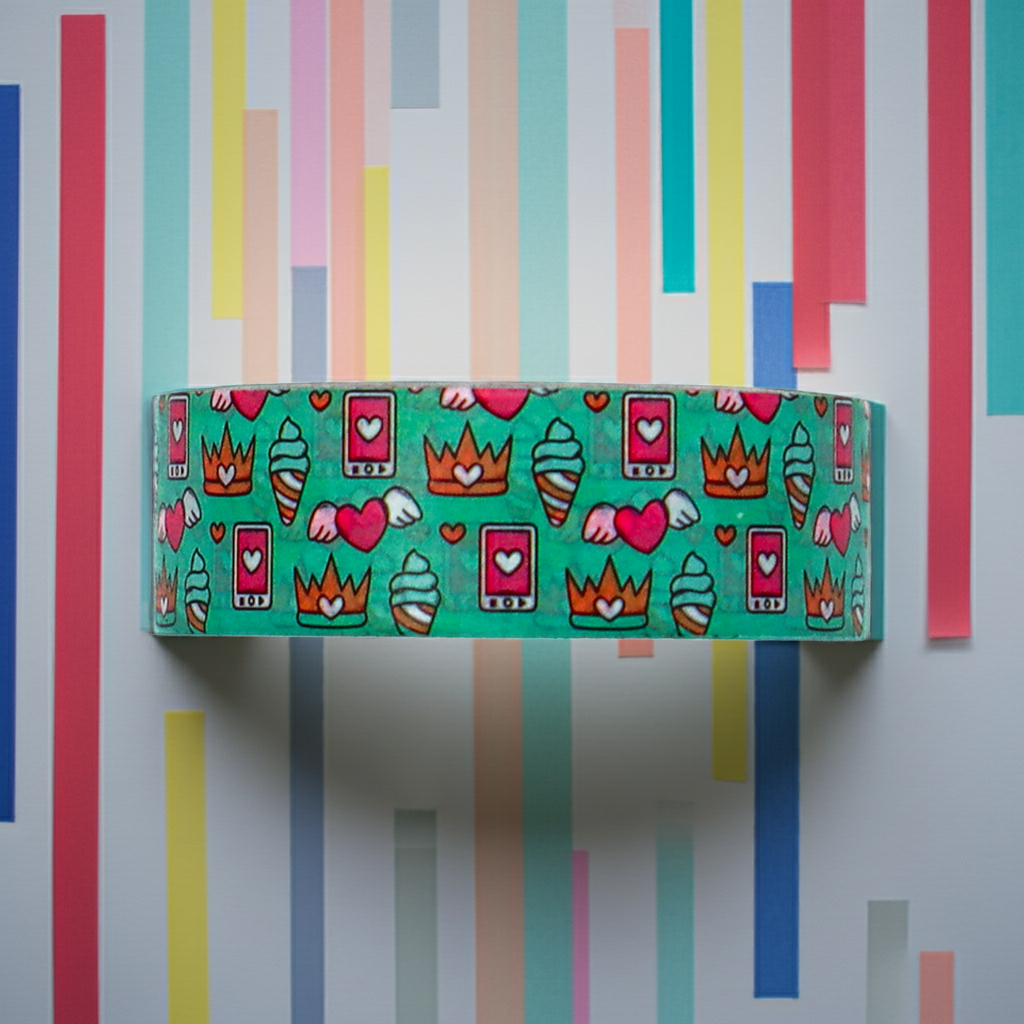 Crown and Heart Green Washi Tape