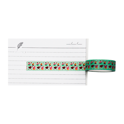 delightful washi tape features a playful, repeating pattern of colourful cupcakes, cherries, and hearts