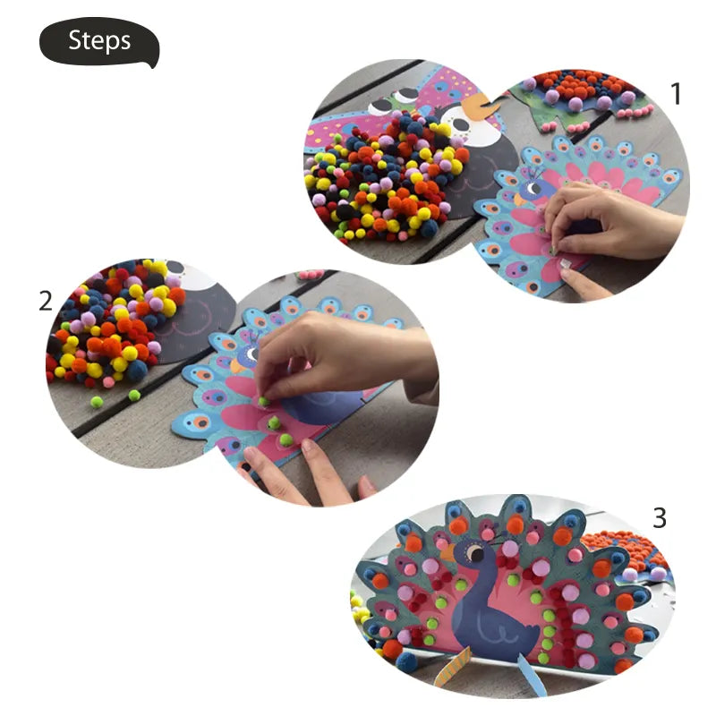 DIY Pom Pom Craft Kit DIY for kids at home Gift set for kids Age 6