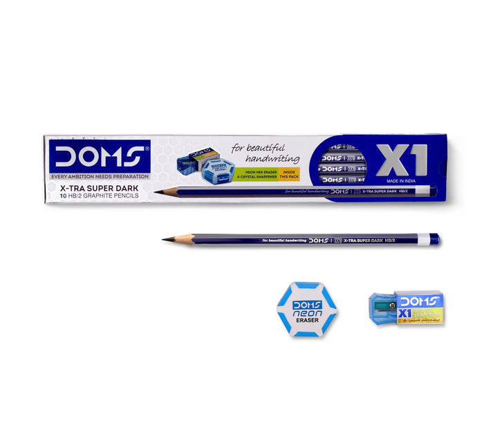 DOMS X1 X-TRA Super Dark HB/2 Graphite Pencils (Pack – DoodleVerse