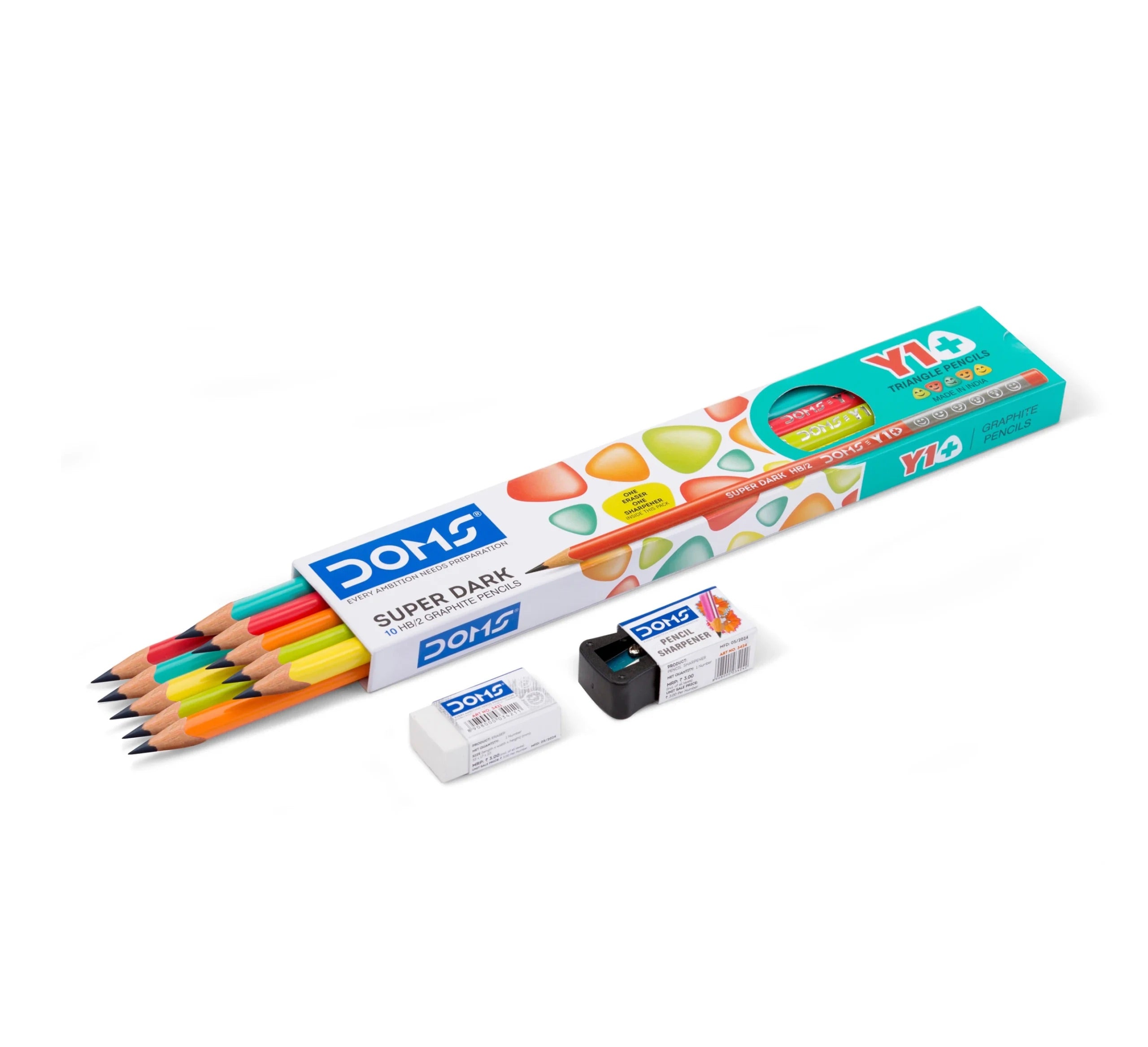 DOMS Y1+ Super Dark HB/2 Triangle Graphite Pencils