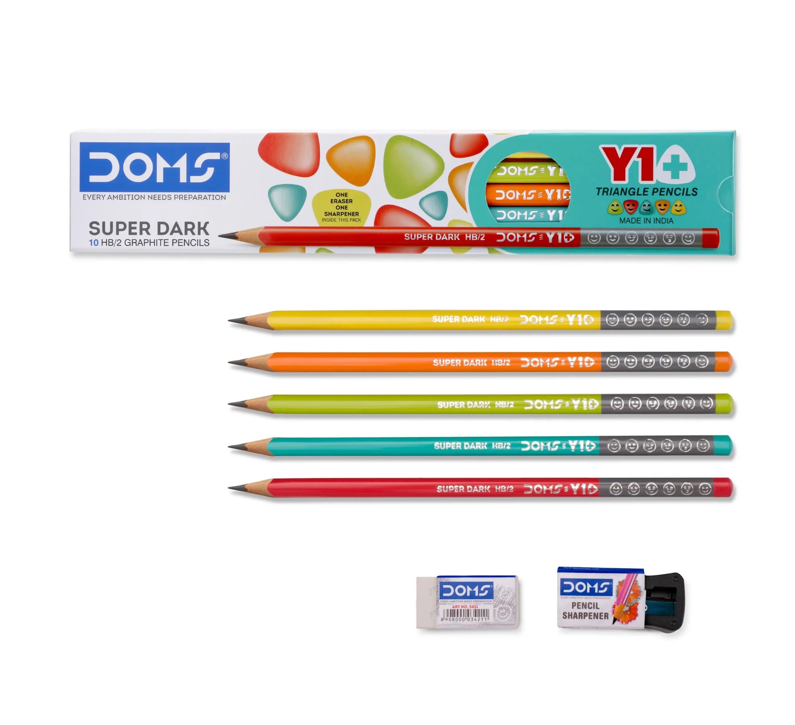 DOMS Y1+ Super Dark HB/2 Triangle Graphite Pencils