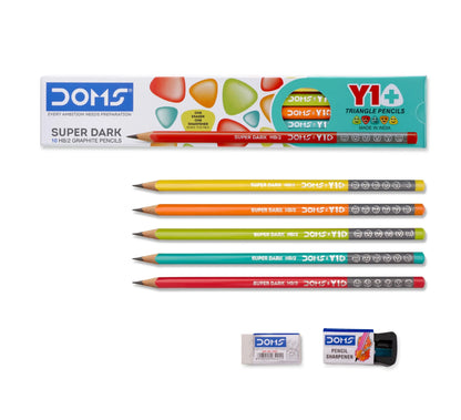 DOMS Y1+ Super Dark HB/2 Triangle Graphite Pencils