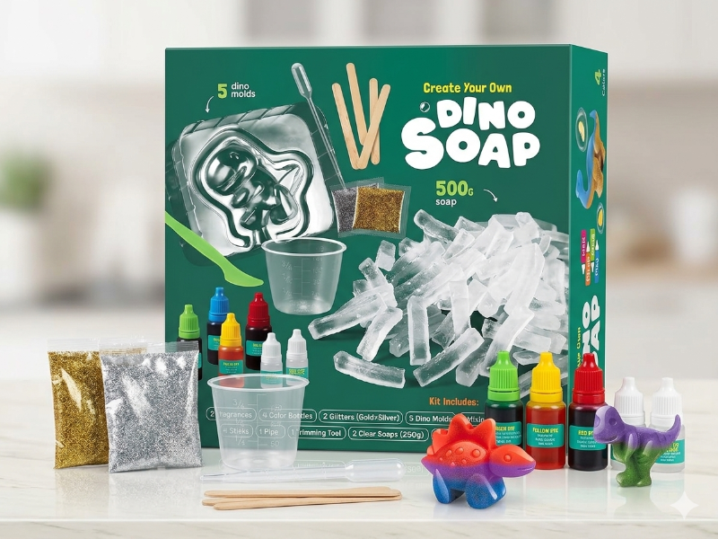 Create your own Dino Soap - 500G Soap, 5 dino molds