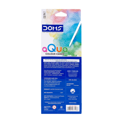 DOMS Water Colour Cakes 12 Shades with Brush - Water Colours