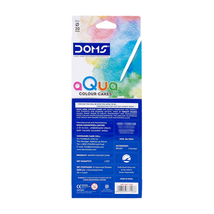DOMS Water Colour Cakes 12 Shades with Brush - Water Colours