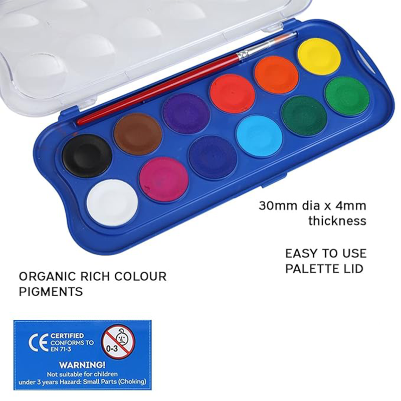 DOMS Water Colour Cakes 12 Shades with Brush - Water Colours