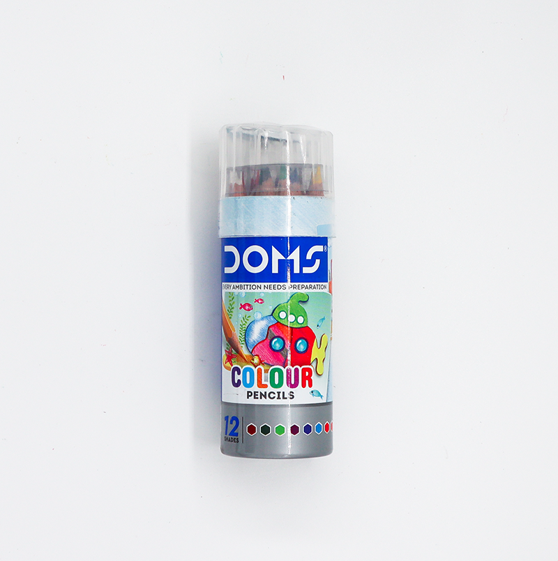 DOMS 12 Shades Colour Pencils Half Size - Small Tin Pack