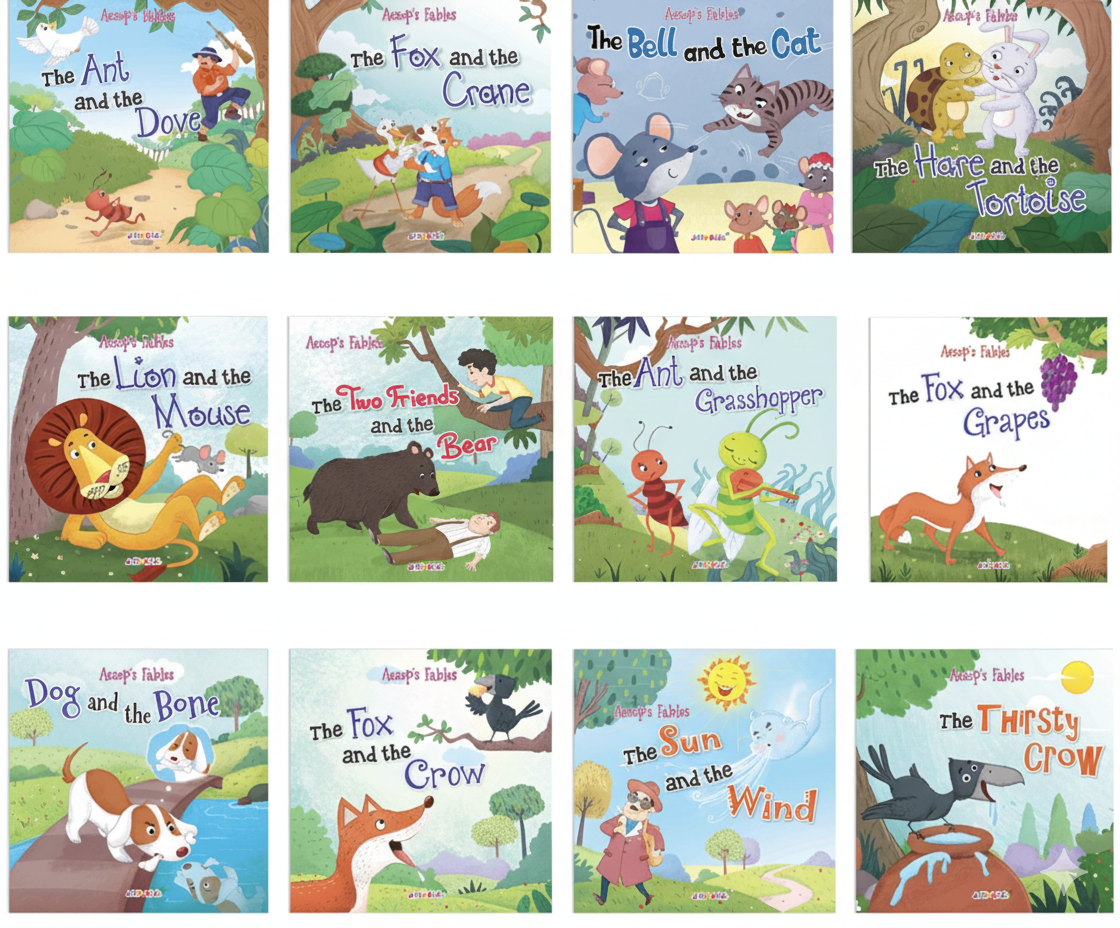 Introduce young readers to the world’s most famous moral stories with this expanded 12-book bundle.